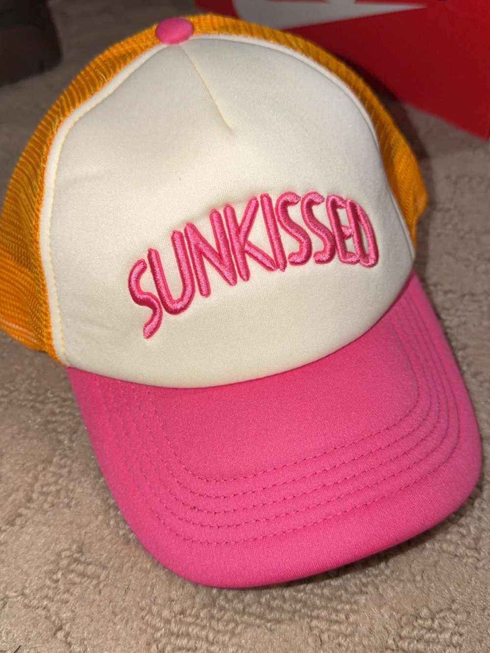 Pink & Yellow Trucker Hat - Embroidered